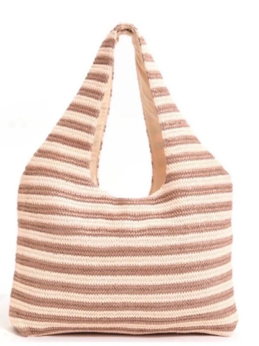 NEW Beach Riot Nantucket Striped Knit Hobo Bag Tote Beige and Cream, MSRP $78